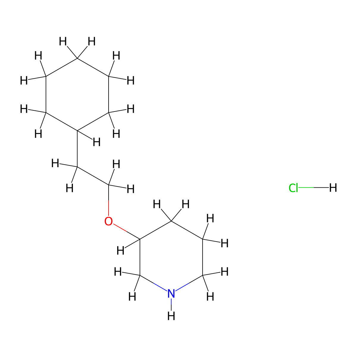 3-(2-Cyclohexylethoxy)piperidine hydrochloride molecular structure, CAS 1185301-17-0