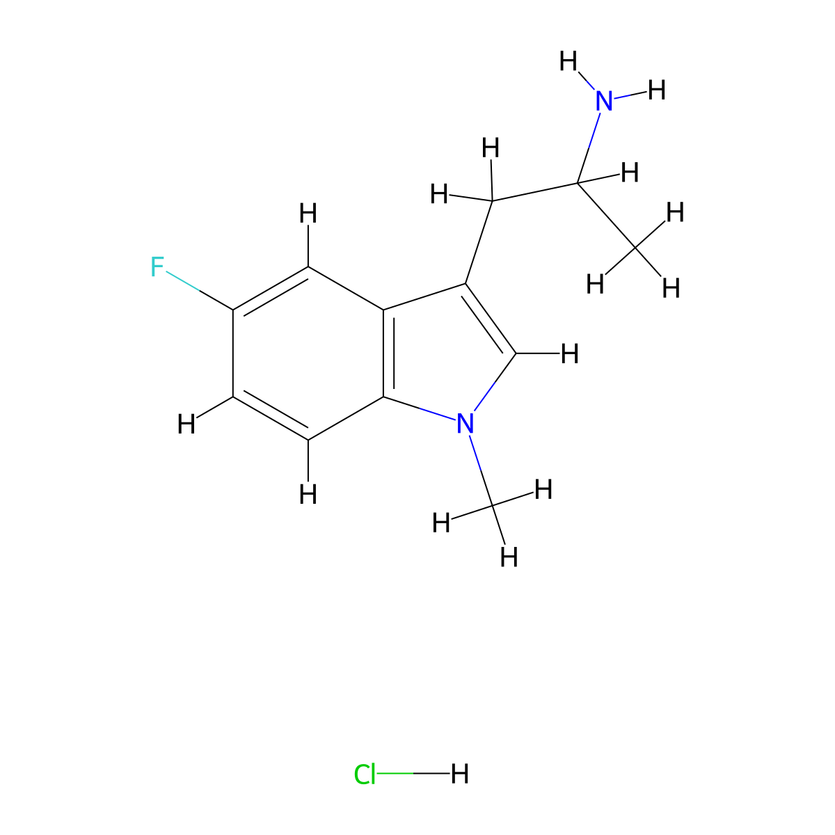 2-(5-Fluoro-1-methyl-1H-indol-3-YL)-1-methyl-ethylamine hydrochloride molecular structure, CAS 1185301-19-2