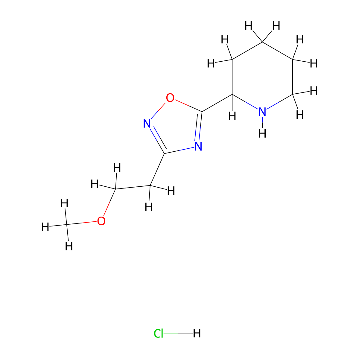 2-[3-(2-Methoxyethyl)-1,2,4-oxadiazol-5-YL]-piperidine hydrochloride molecular structure, CAS 1185301-27-2
