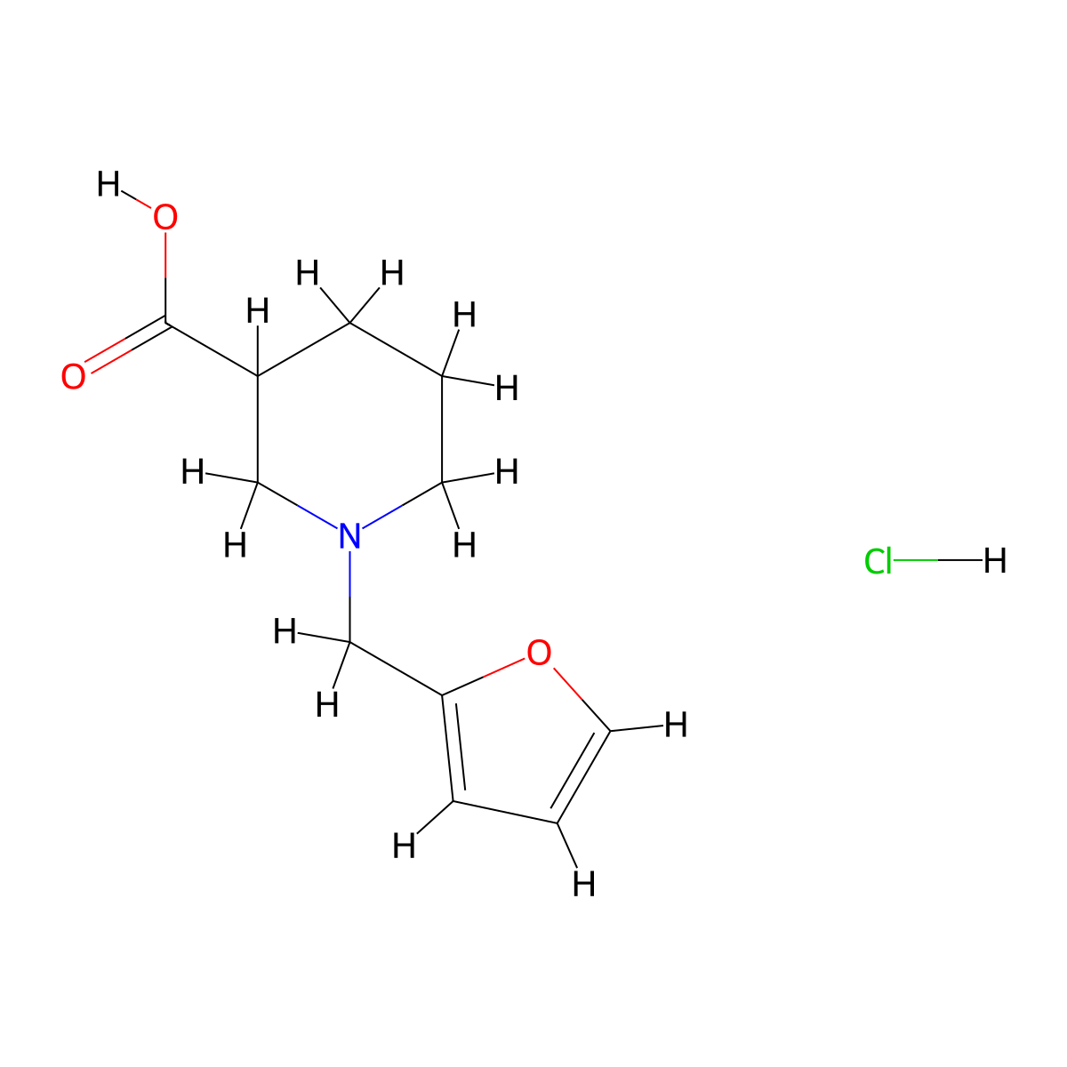 1-(2-Furylmethyl)-3-piperidinecarboxylic acid hydrochloride molecular structure, CAS 1185301-31-8