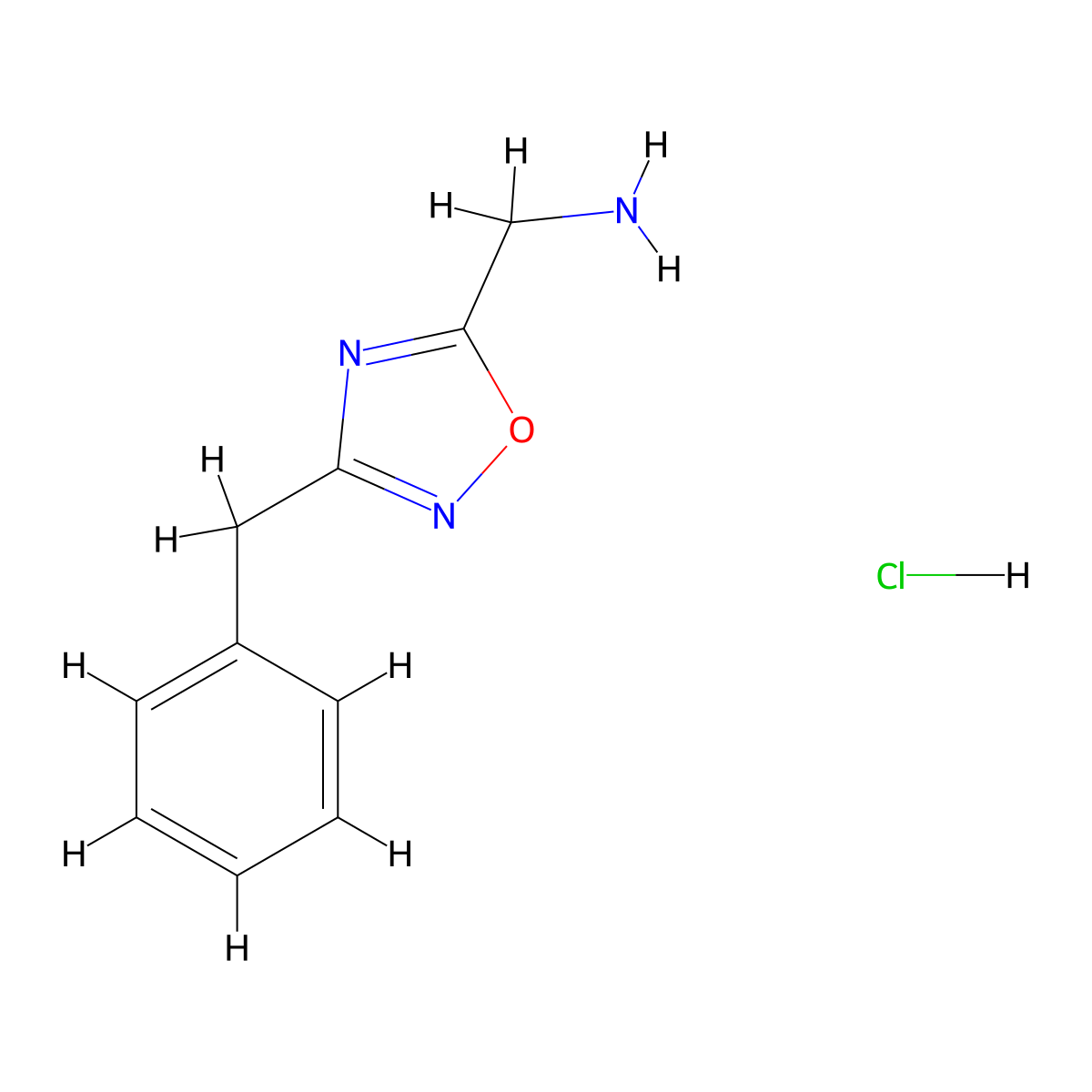 (3-Benzyl-1,2,4-oxadiazol-5-yl)methanamine hydrochloride molecular structure, CAS 1185301-35-2