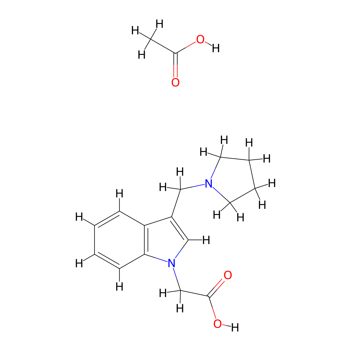 (3-Pyrrolidin-1-ylmethyl-indol-1-YL)-acetic acid acetate molecular structure, CAS 1185301-36-3