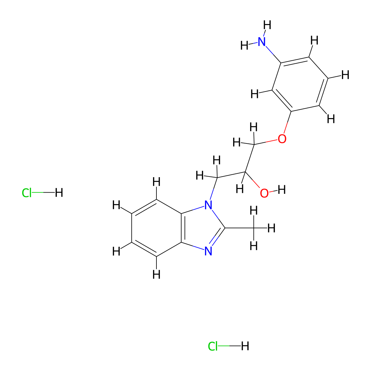 1-(3-Amino-phenoxy)-3-(2-methyl-benzoimidazol-1-YL)-propan-2-OL dihydrochloride molecular structure, CAS 1185301-37-4