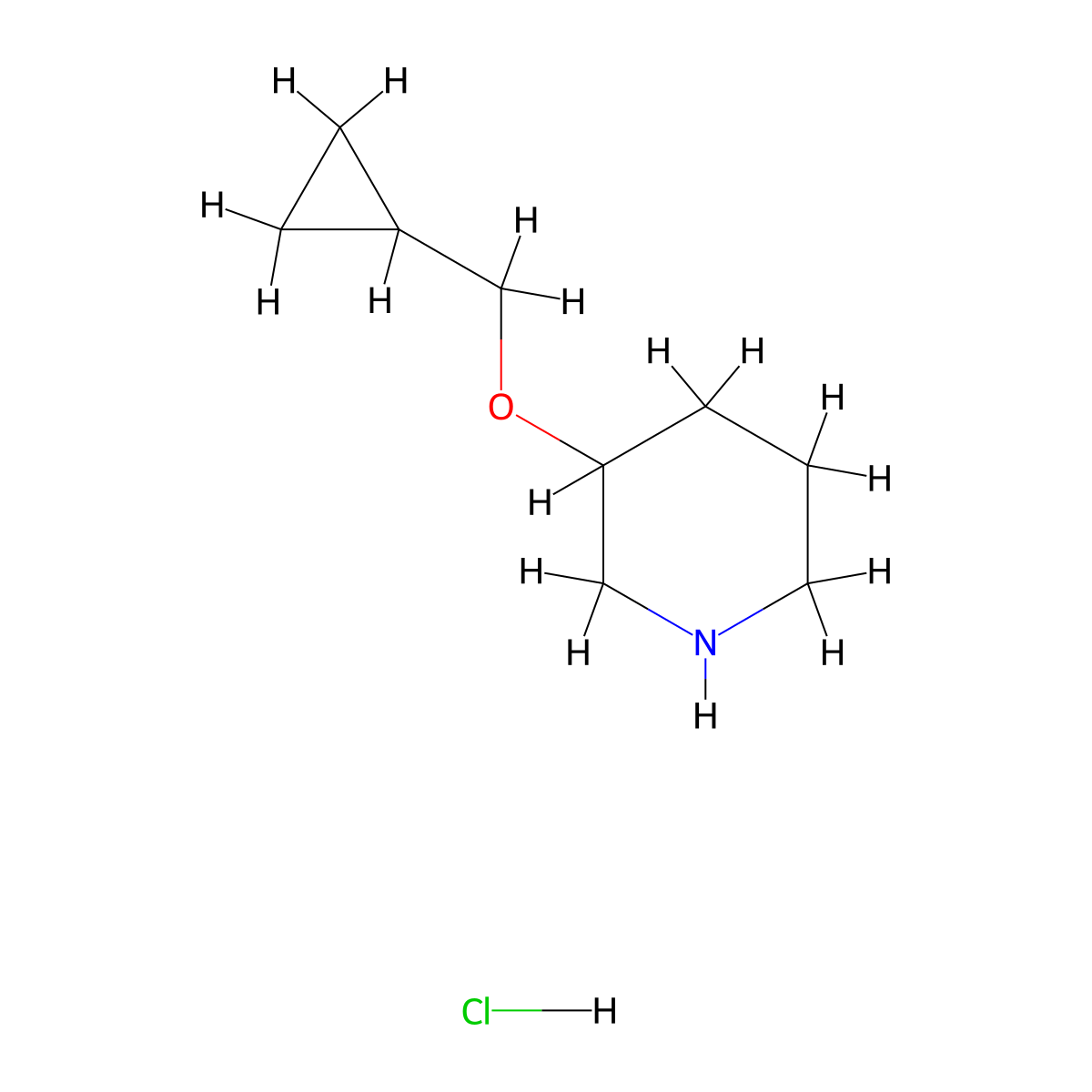 3-(Cyclopropylmethoxy)piperidine hydrochloride molecular structure, CAS 1185301-38-5