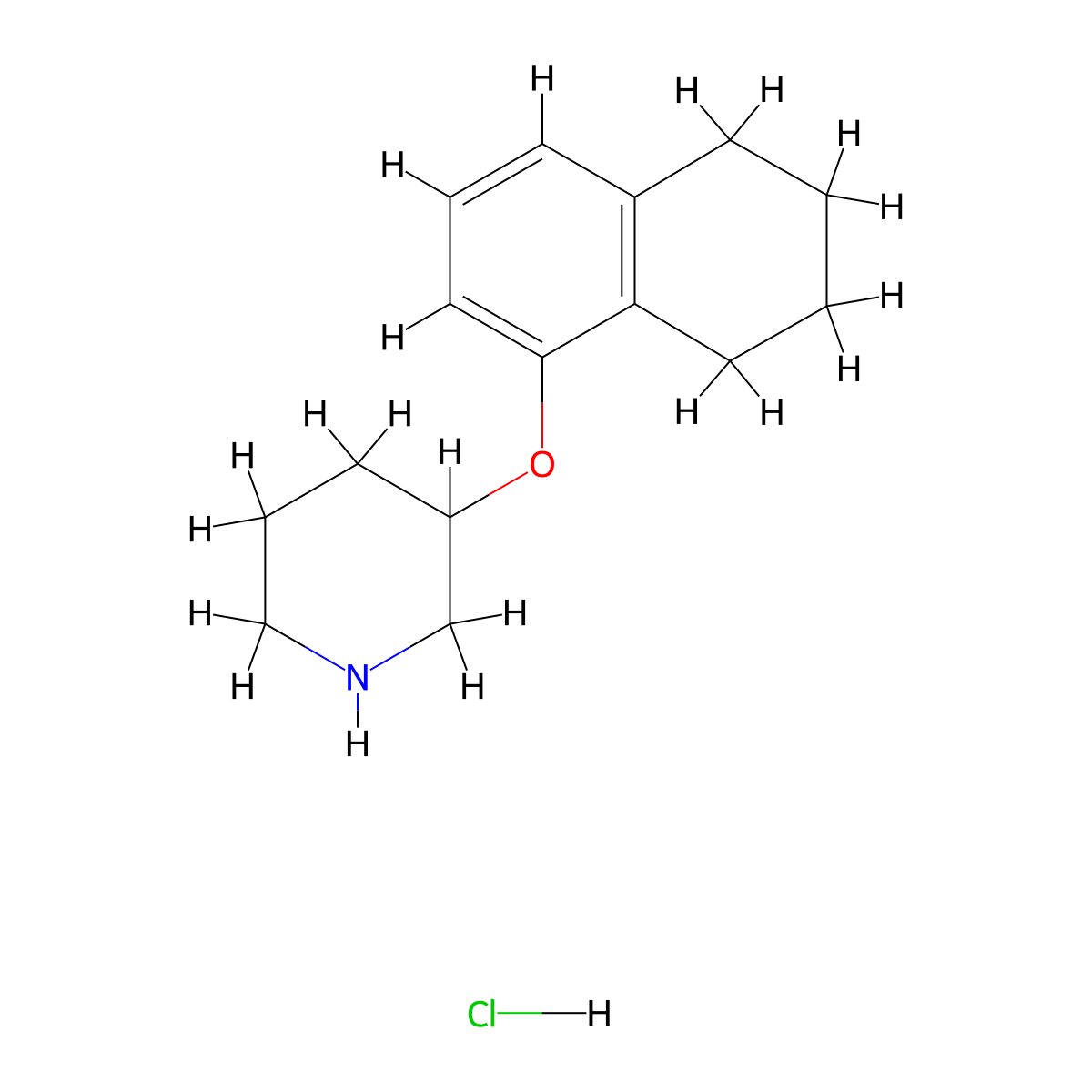 3-(5,6,7,8-Tetrahydro-1-naphthalenyloxy)piperidine hydrochloride molecular structure, CAS 1185301-43-2