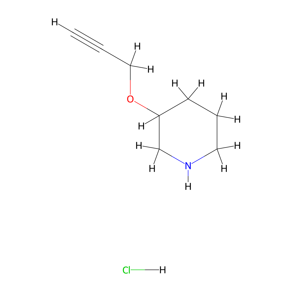 3-(Prop-2-yn-1-yloxy)piperidine hydrochloride molecular structure, CAS 1185301-44-3