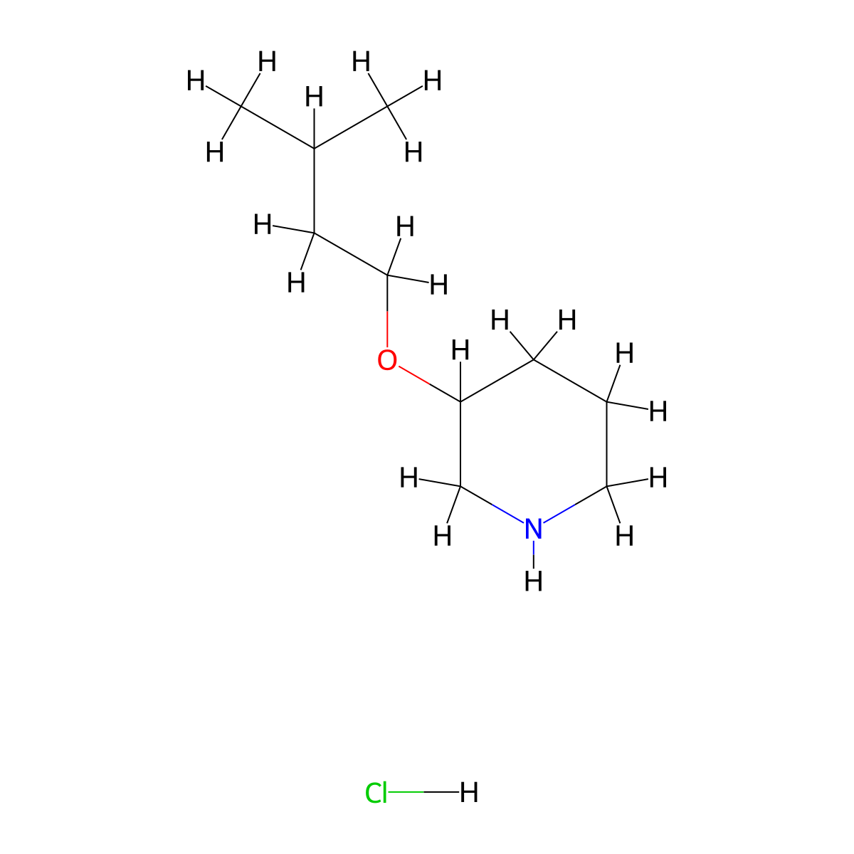 3-(Isopentyloxy)piperidine hydrochloride molecular structure, CAS 1185301-47-6