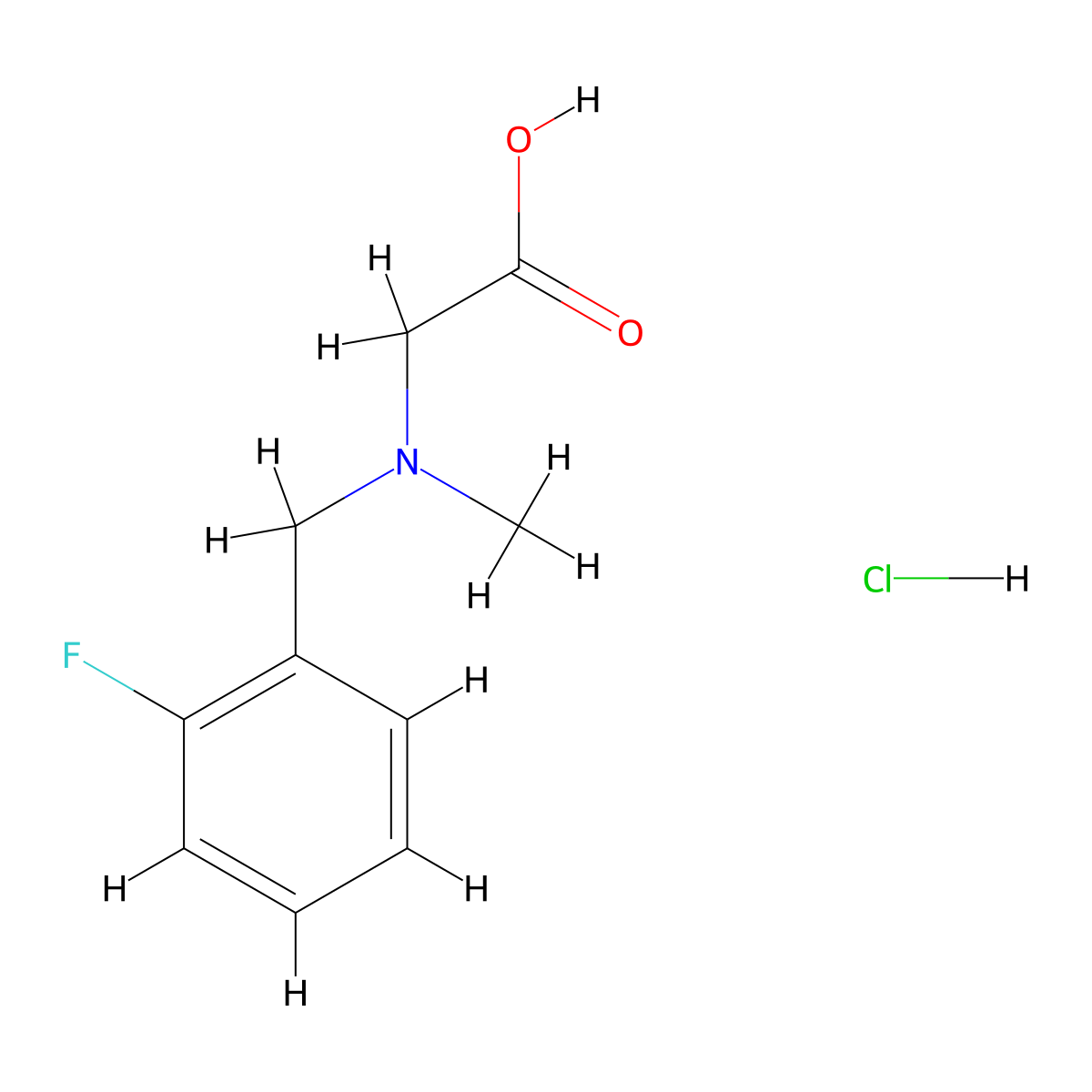 N-(2-Fluorobenzyl)-N-methylglycine hydrochloride molecular structure, CAS 1185301-48-7