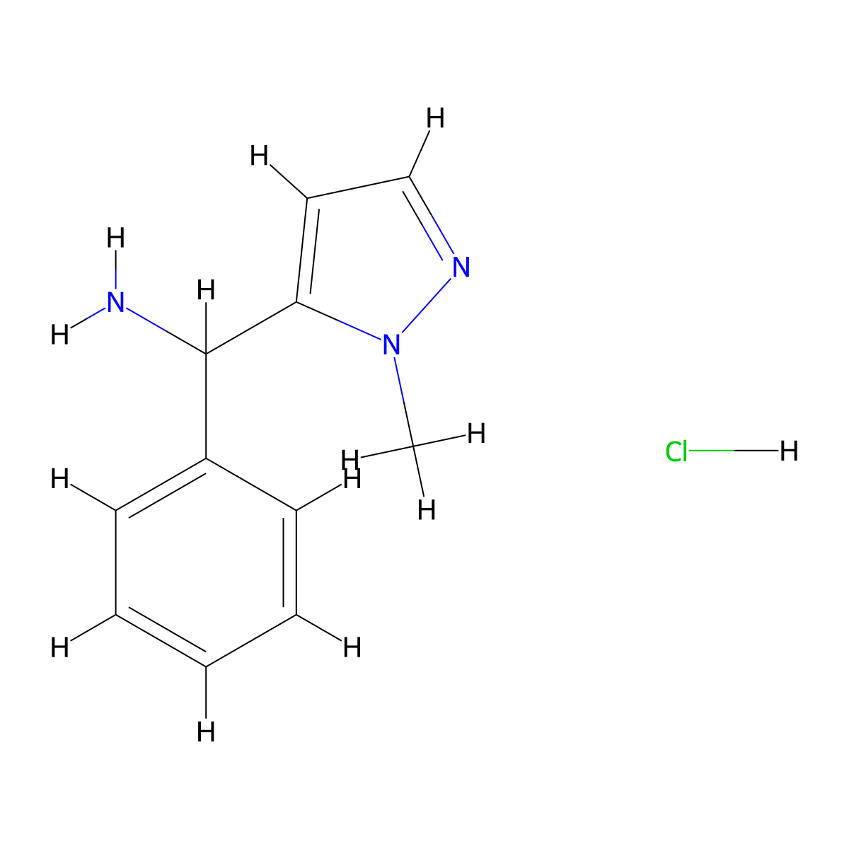 C-(2-Methyl-2H-pyrazol-3-yl)-C-phenyl-methylamine hydrochloride molecular structure, CAS 1185301-56-7