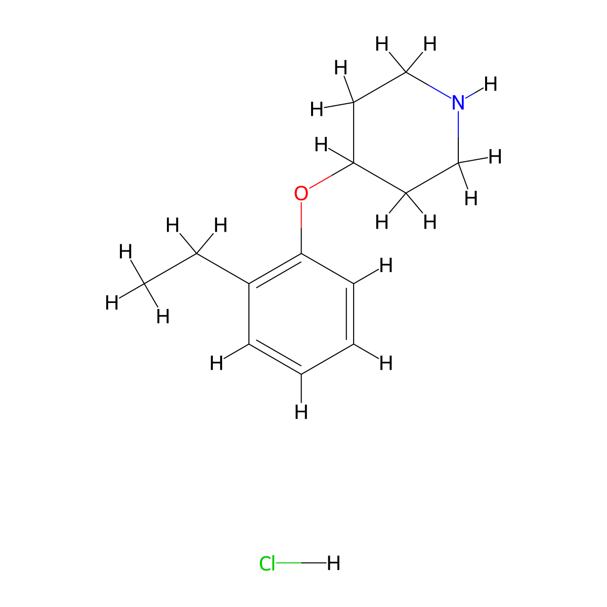 2-Ethylphenyl 4-piperidinyl ether hydrochloride molecular structure, CAS 1185301-59-0