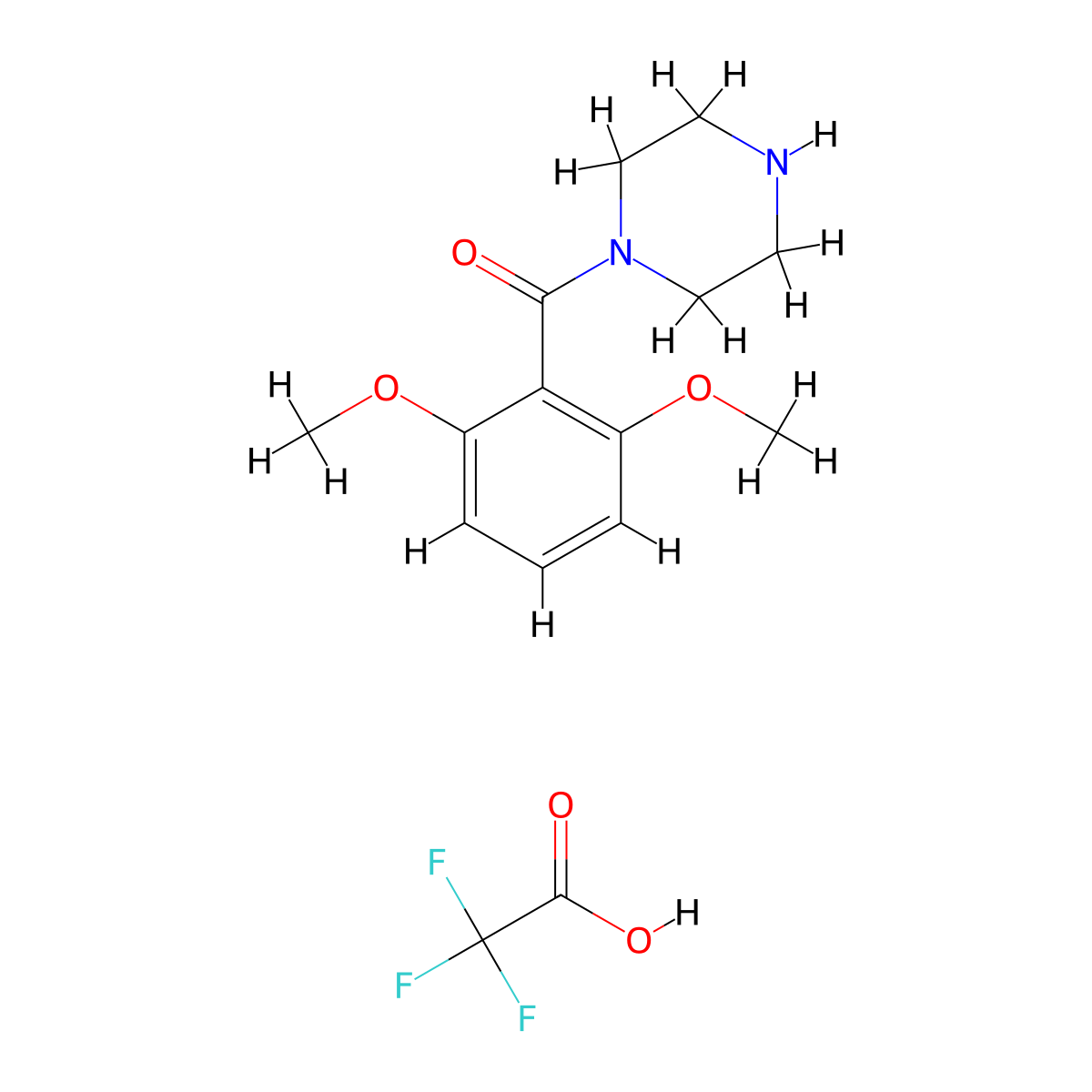 (2,6-Dimethoxy-phenyl)-piperazin-1-yl-methanone trifluoroacetate molecular structure, CAS 1185301-65-8