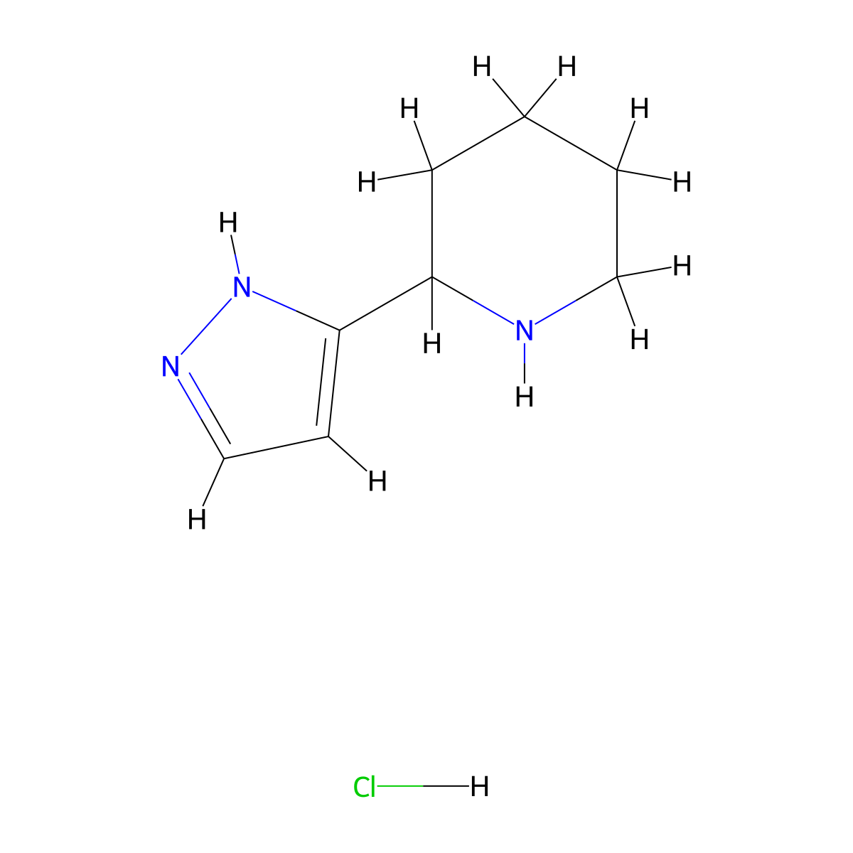 2-(1H-pyrazol-3-yl)piperidine hydrochloride molecular structure, CAS 1185301-67-0