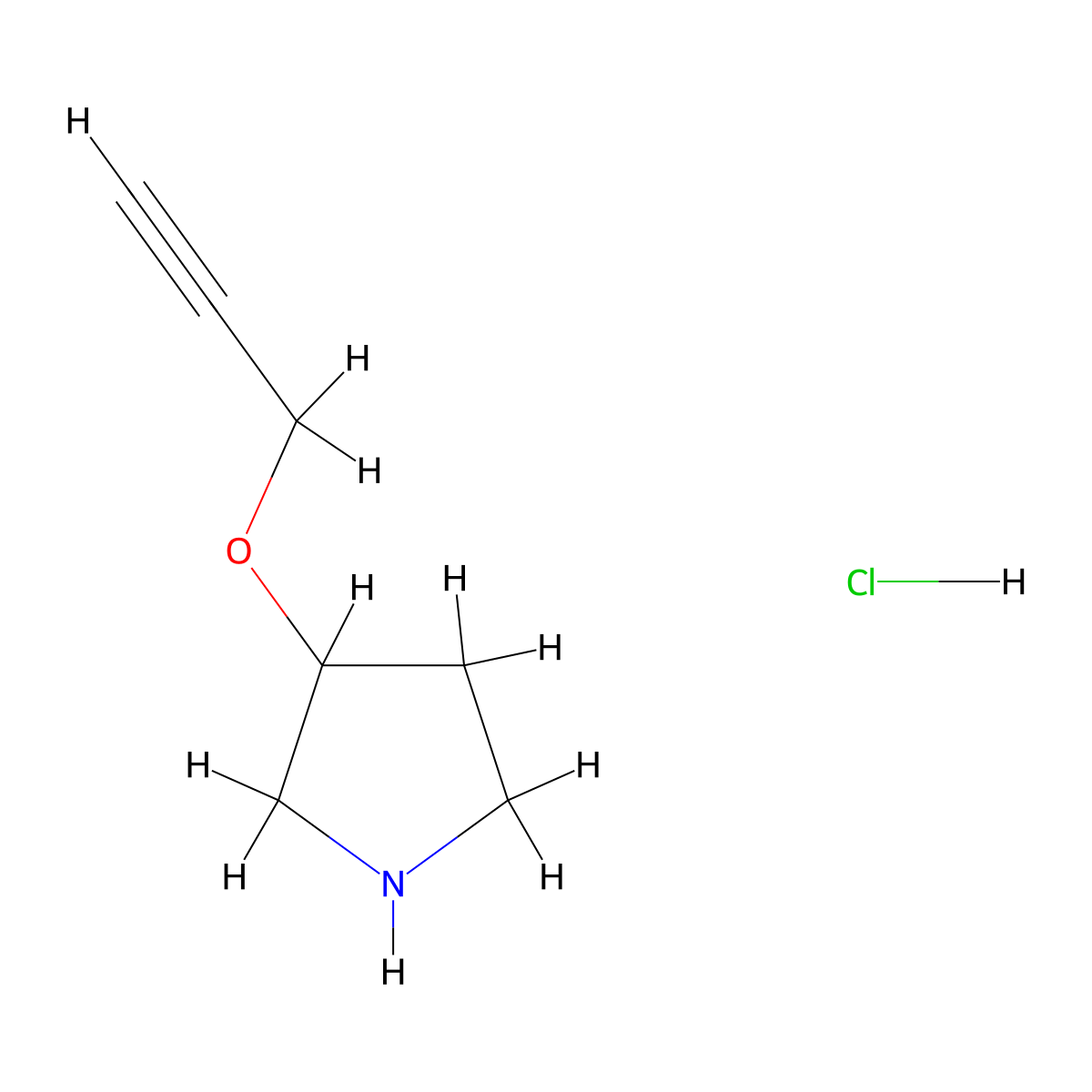 2-Propynyl 3-pyrrolidinyl ether hydrochloride molecular structure, CAS 1185301-73-8