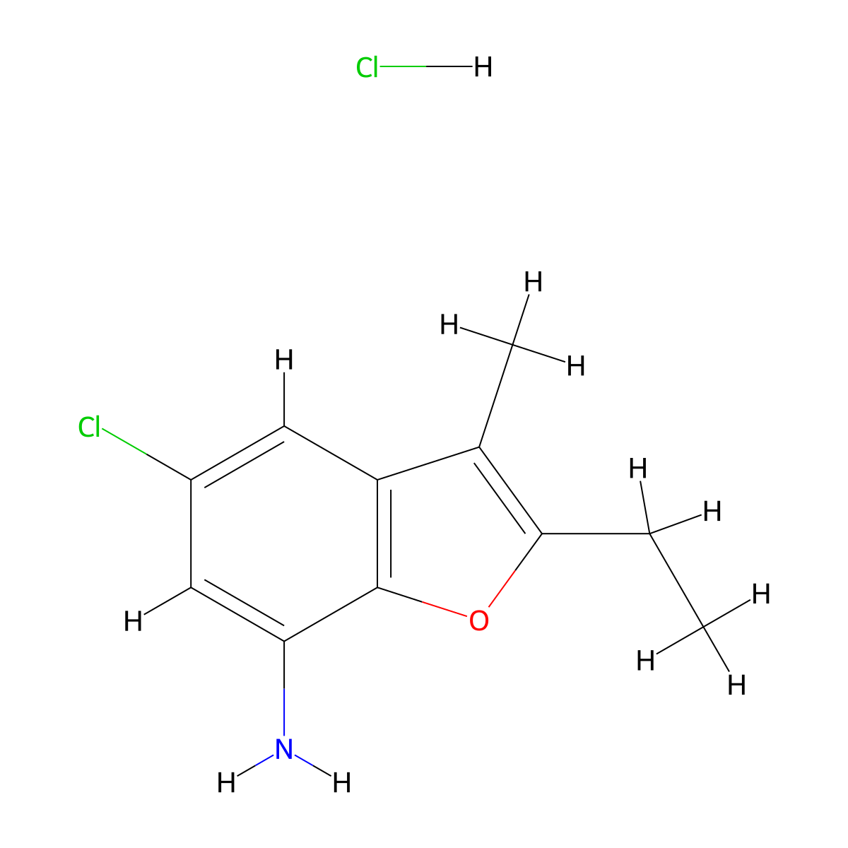 (5-Chloro-2-ethyl-3-methyl-1-benzofuran-7-YL)amine hydrochloride molecular structure, CAS 1185301-77-2