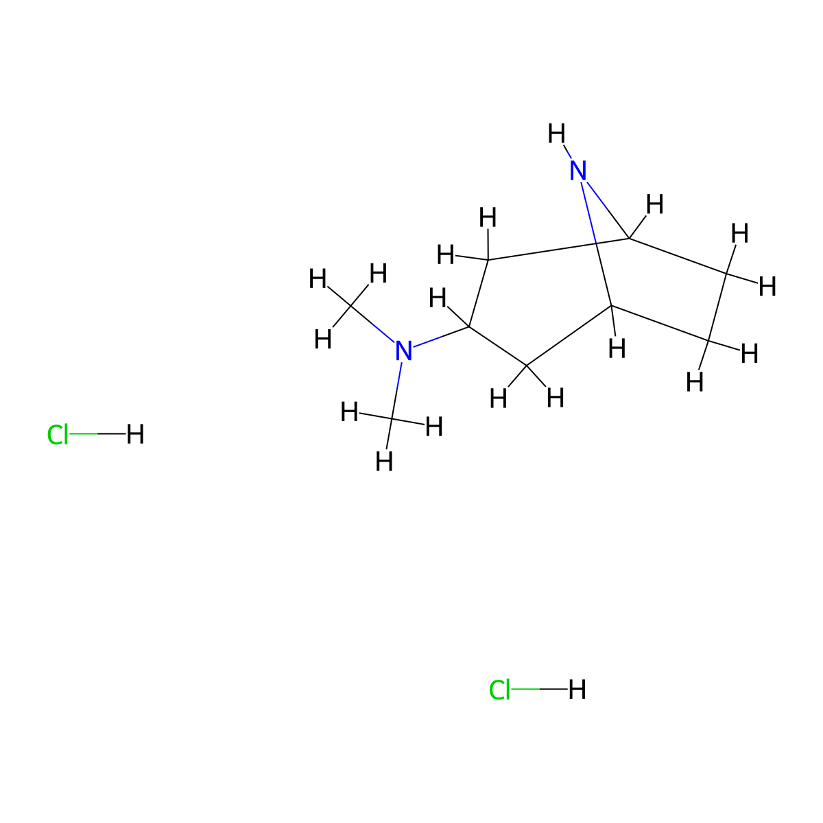 N,N-Dimethyl-8-azabicyclo[3.2.1]octan-3-amine dihydrochloride molecular structure, CAS 1185301-81-8