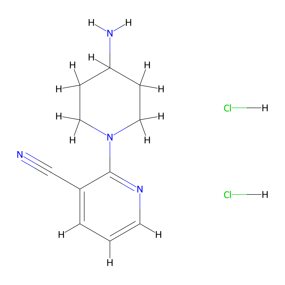 2-(4-Aminopiperidin-1-yl)nicotinonitrile dihydrochloride molecular structure, CAS 1185301-82-9
