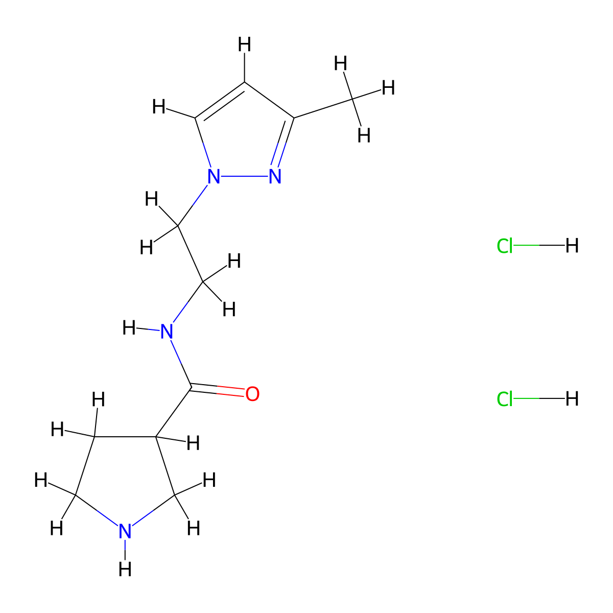 Pyrrolidine-3-carboxylic acid [2-(3-methyl-pyrazol-1-yl)-ethyl]-amide dihydrochloride molecular structure, CAS 1185301-84-1
