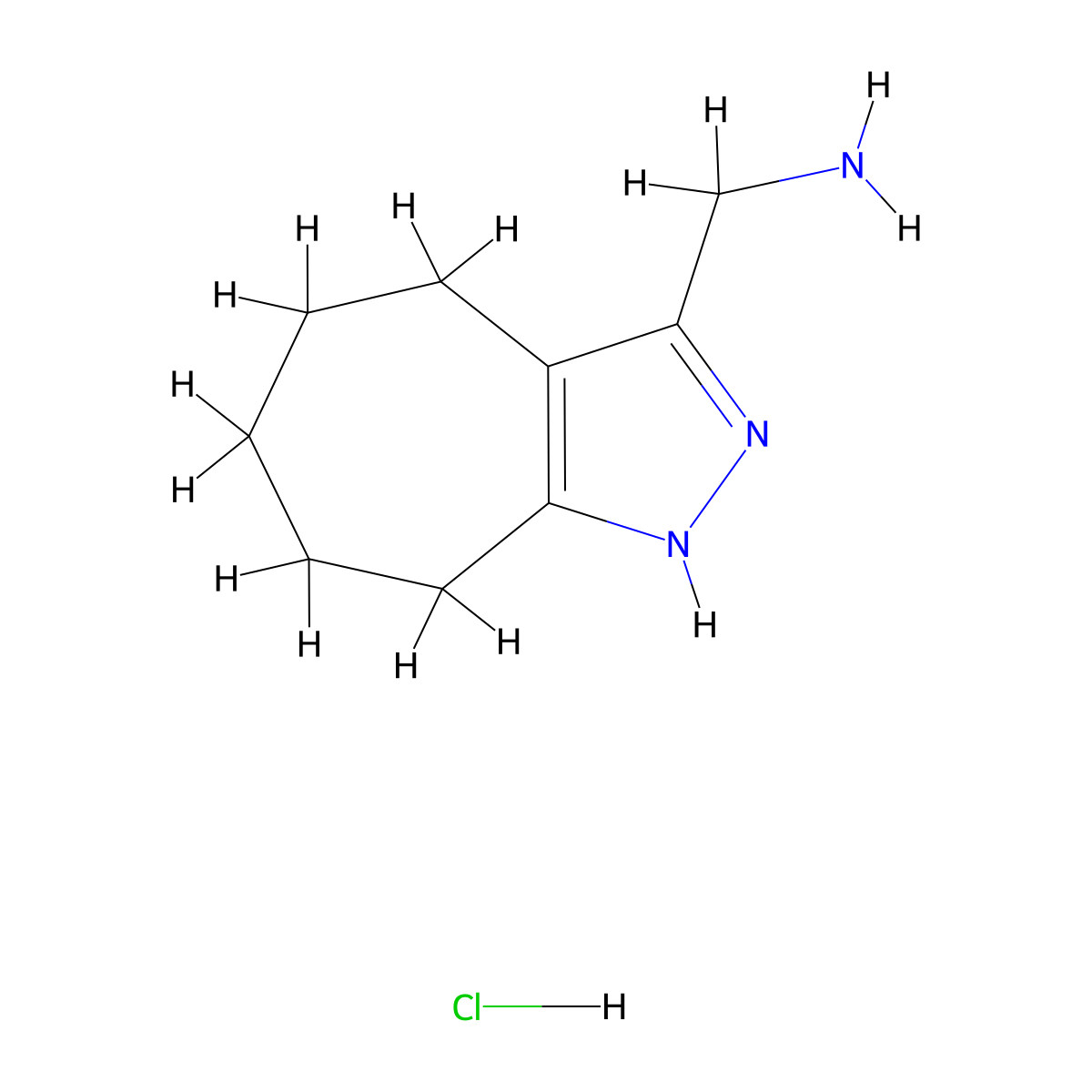 (1,4,5,6,7,8-Hexahydrocyclohepta[c]pyrazol-3-ylmethyl)amine hydrochloride molecular structure, CAS 1185302-03-7