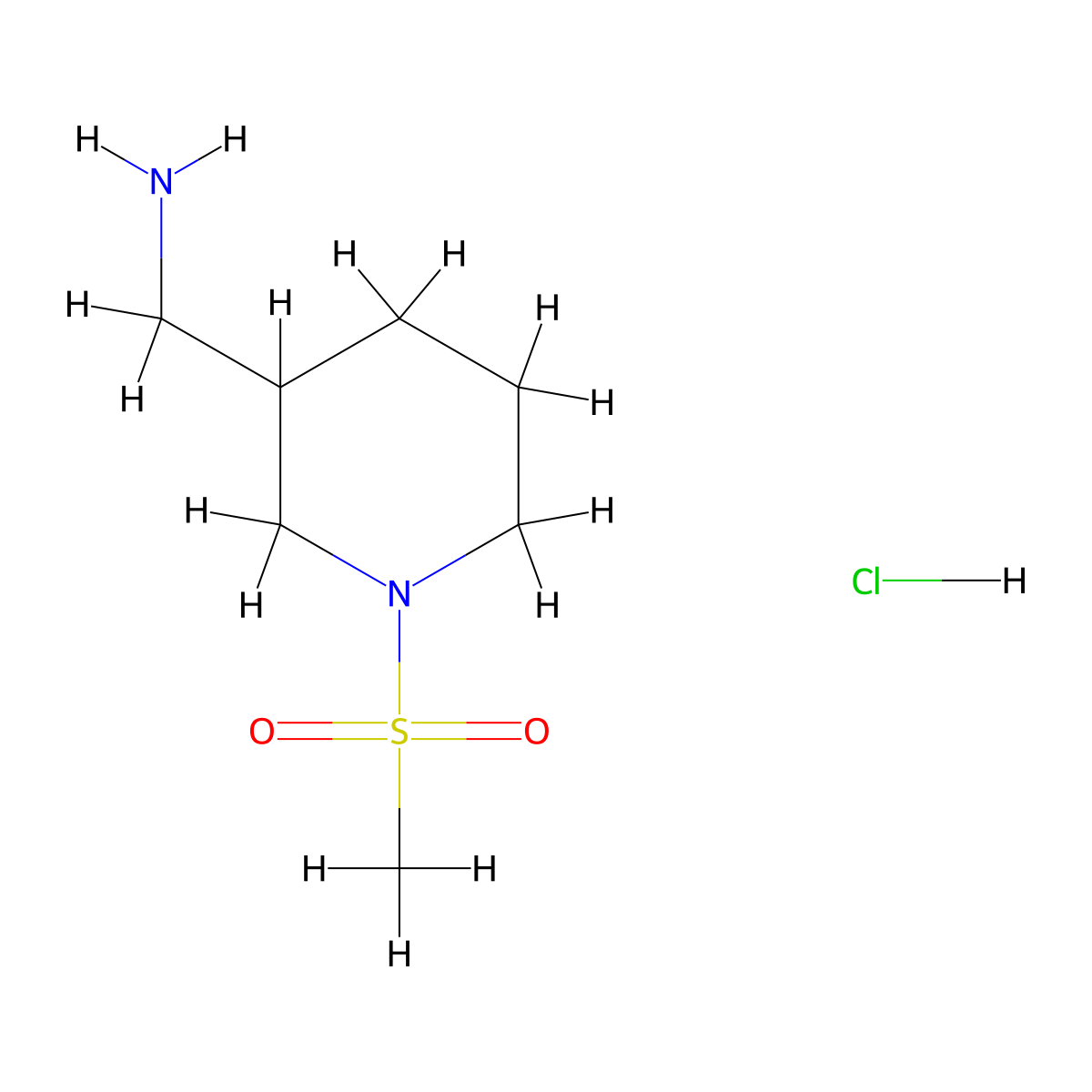 [1-(Methylsulfonyl)piperidin-3-yl]methylamine hydrochloride molecular structure, CAS 1185302-09-3