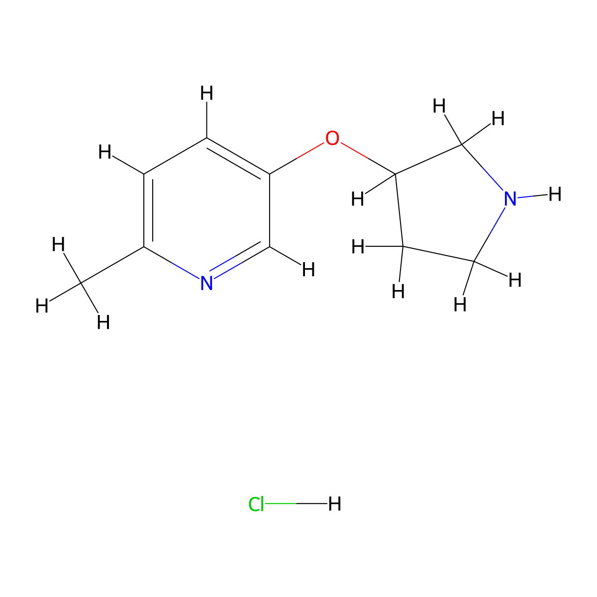 2-Methyl-5-(pyrrolidin-3-yloxy)pyridine hydrochloride molecular structure, CAS 1185302-19-5