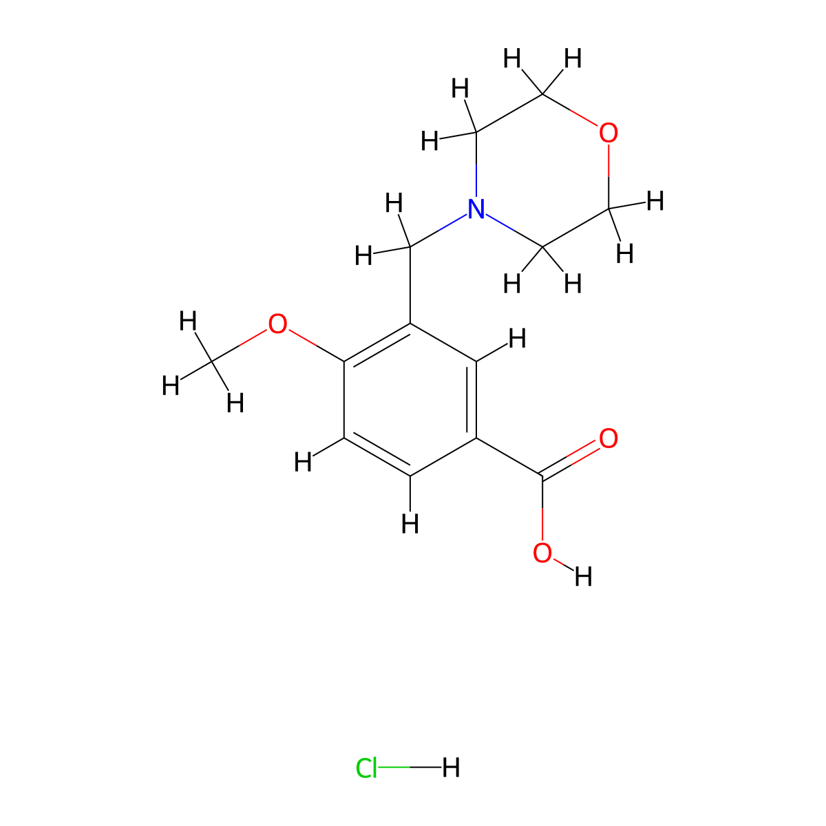 4-Methoxy-3-morpholin-4-ylmethyl-benzoic acid hydrochloride molecular structure, CAS 1185302-22-0