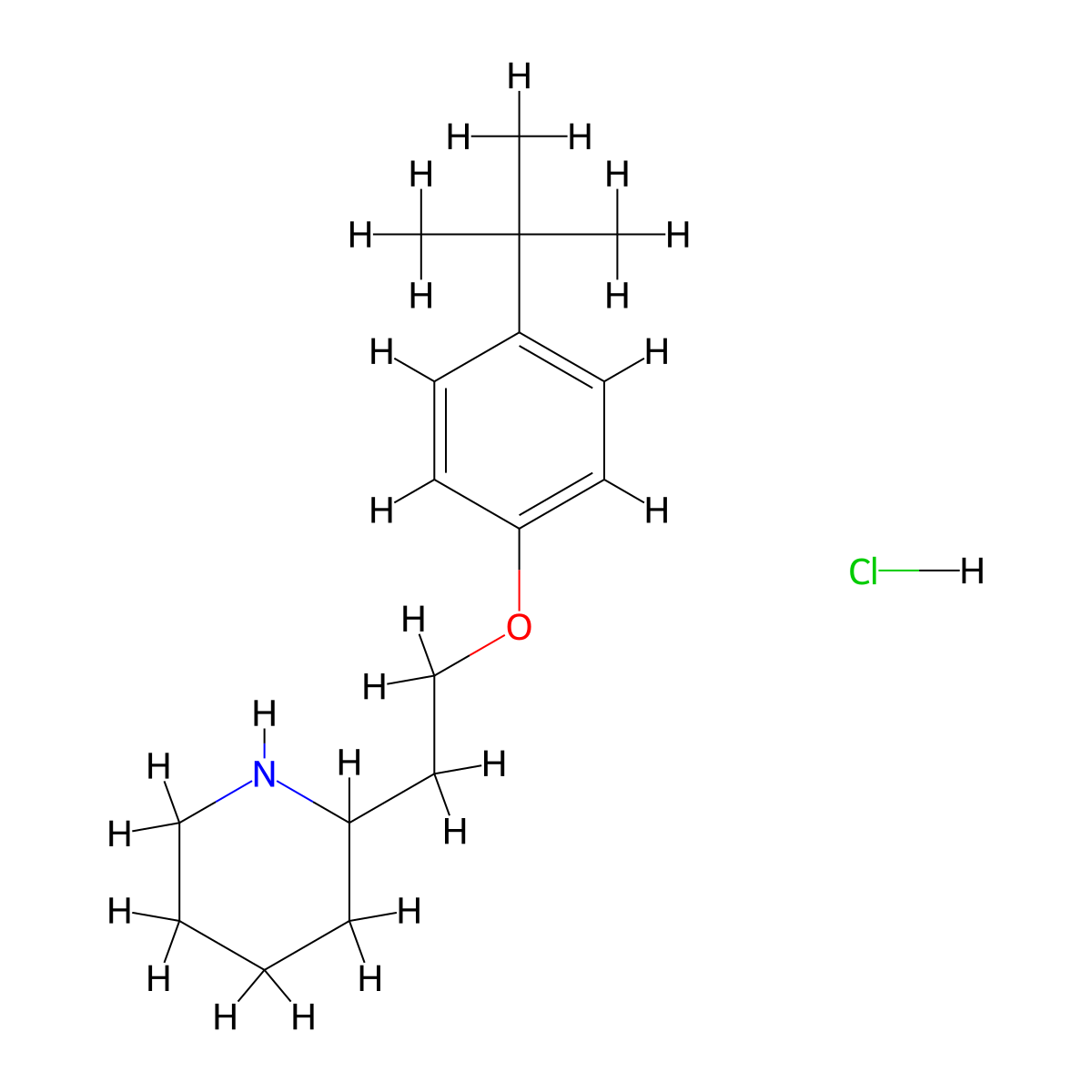 2-{2-[4-(tert-Butyl)phenoxy]ethyl}piperidine hydrochloride molecular structure, CAS 1185302-26-4