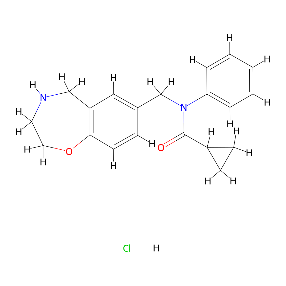 N-phenyl-N-(2,3,4,5-tetrahydro-1,4-benzoxazepin-7-ylmethyl)cyclopropanecarboxamide hydrochloride molecular structure, CAS 1185302-29-7