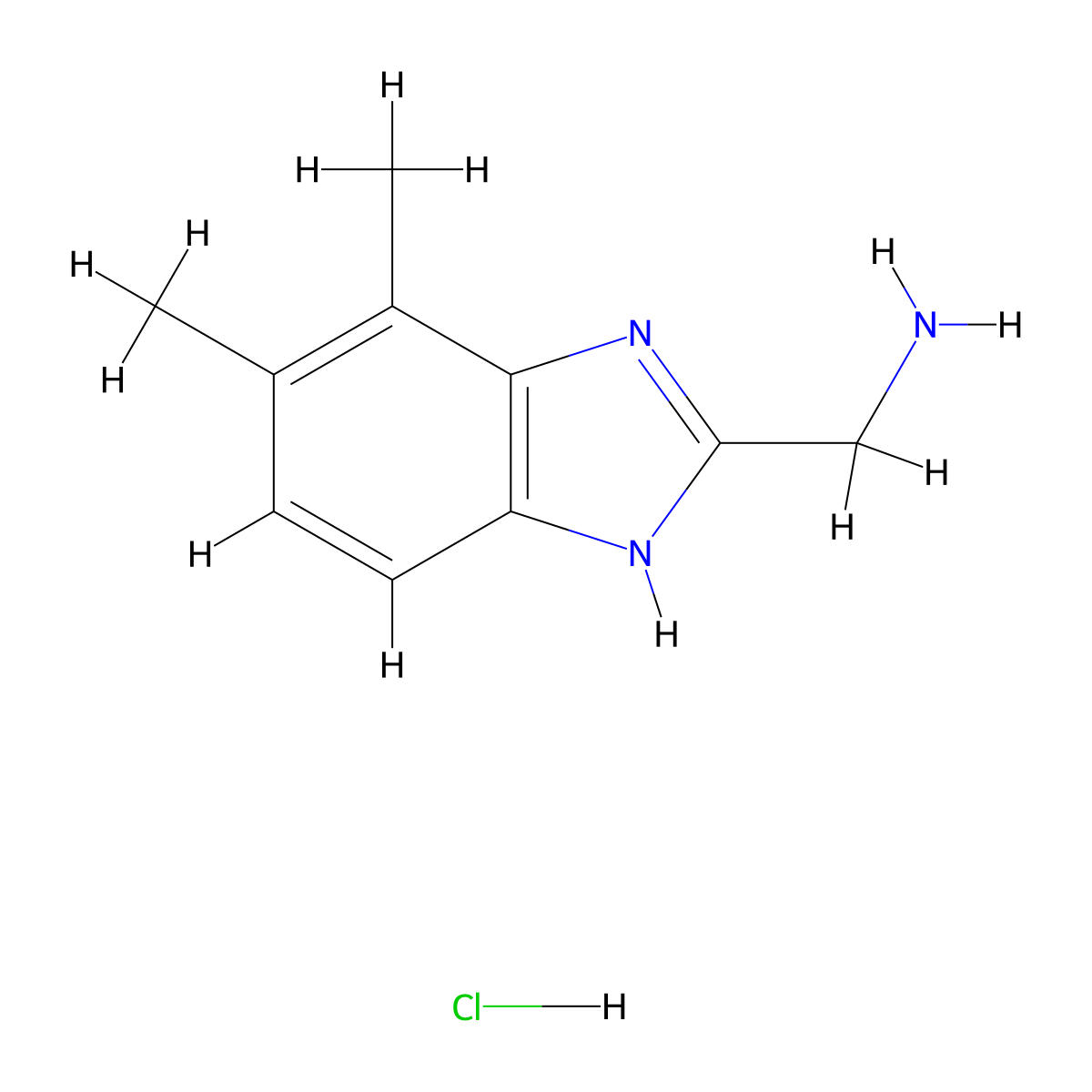 (4,5-dimethyl-1H-benzimidazol-2-yl)methylamine hydrochloride molecular structure, CAS 1185302-37-7