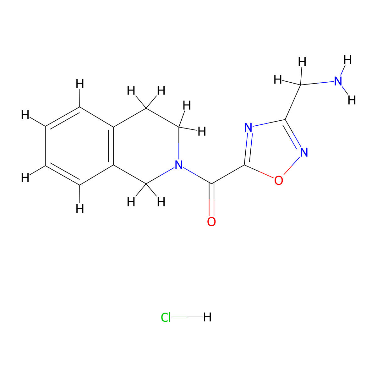[5-(3,4-dihydroisoquinolin-2(1H)-ylcarbonyl)-1,2,4-oxadiazol-3-yl]methylamine hydrochloride molecular structure, CAS 1185302-44-6