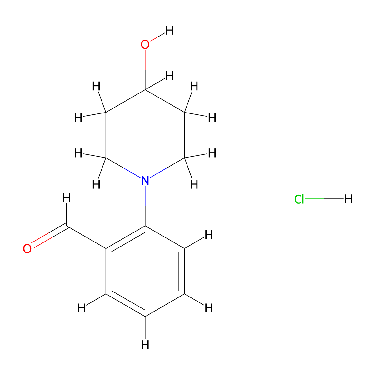 2-(4-Hydroxypiperidin-1-YL)benzaldehyde hydrochloride molecular structure, CAS 1185302-49-1