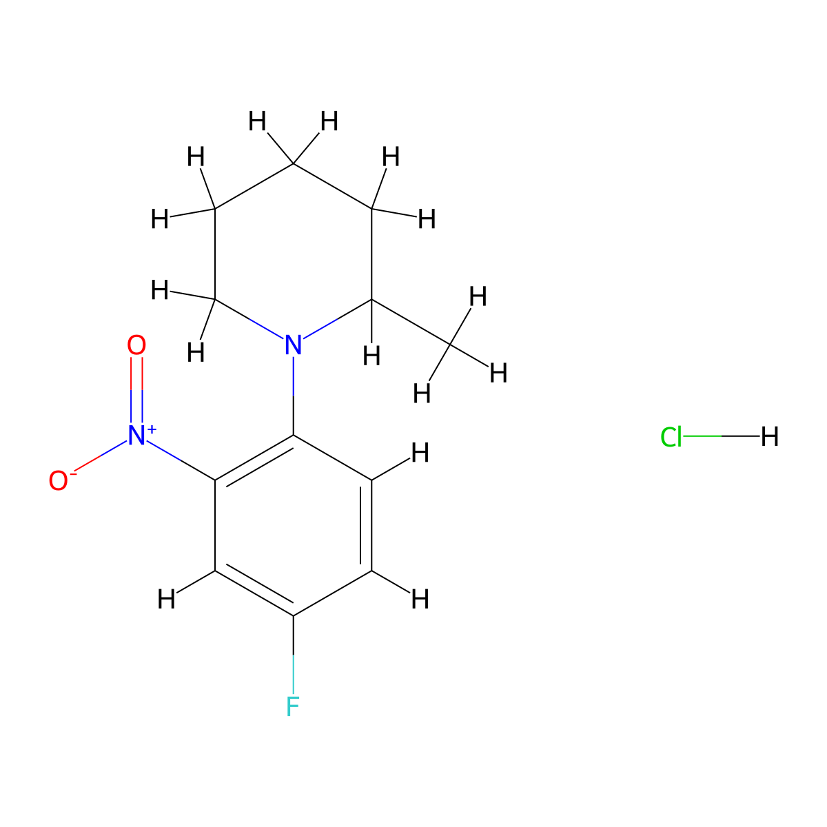 1-(4-Fluoro-2-nitrophenyl)-2-methylpiperidine hydrochloride molecular structure, CAS 1185302-60-6