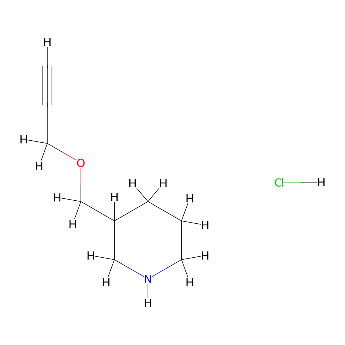 3-[(2-Propynyloxy)methyl]piperidine hydrochloride molecular structure, CAS 1185302-66-2
