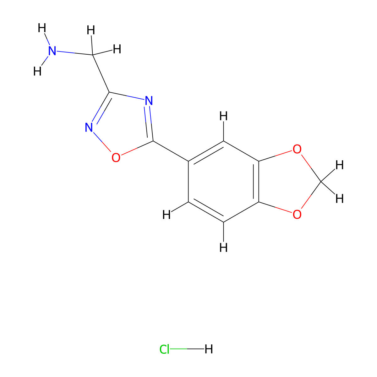 {[5-(1,3-Benzodioxol-5-yl)-1,2,4-oxadiazol-3-yl]methyl}amine hydrochloride molecular structure, CAS 1185302-68-4