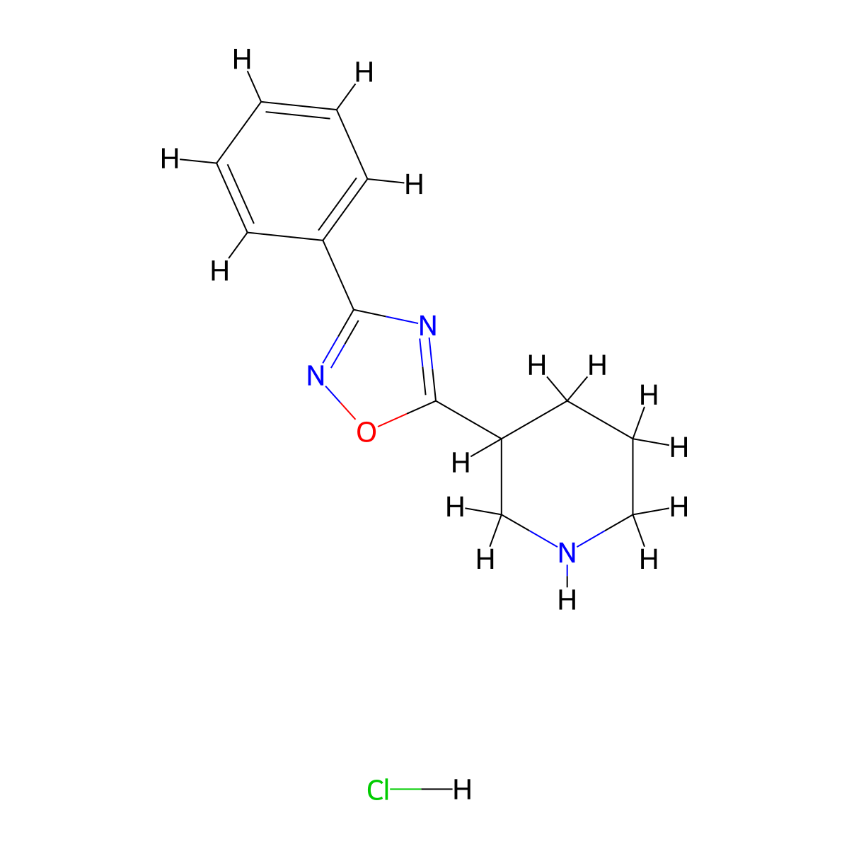 3-(3-Phenyl-1,2,4-oxadiazol-5-yl)piperidine hydrochloride molecular structure, CAS 1185302-70-8