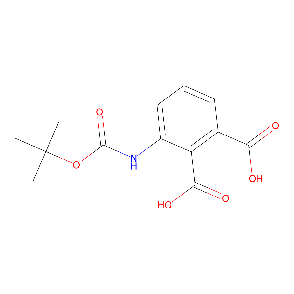 Boc-3-aminobenzene-1,2-dicarboxylic acid molecular structure, CAS 1185302-72-0