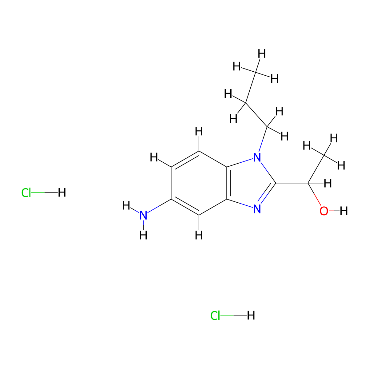 1-(5-Amino-1-propyl-1H-benzoimidazol-2-YL)-ethanol dihydrochloride molecular structure, CAS 1185302-75-3