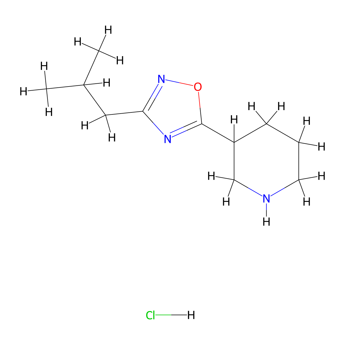3-(3-Isobutyl-1,2,4-oxadiazol-5-yl)piperidine hydrochloride molecular structure, CAS 1185302-77-5