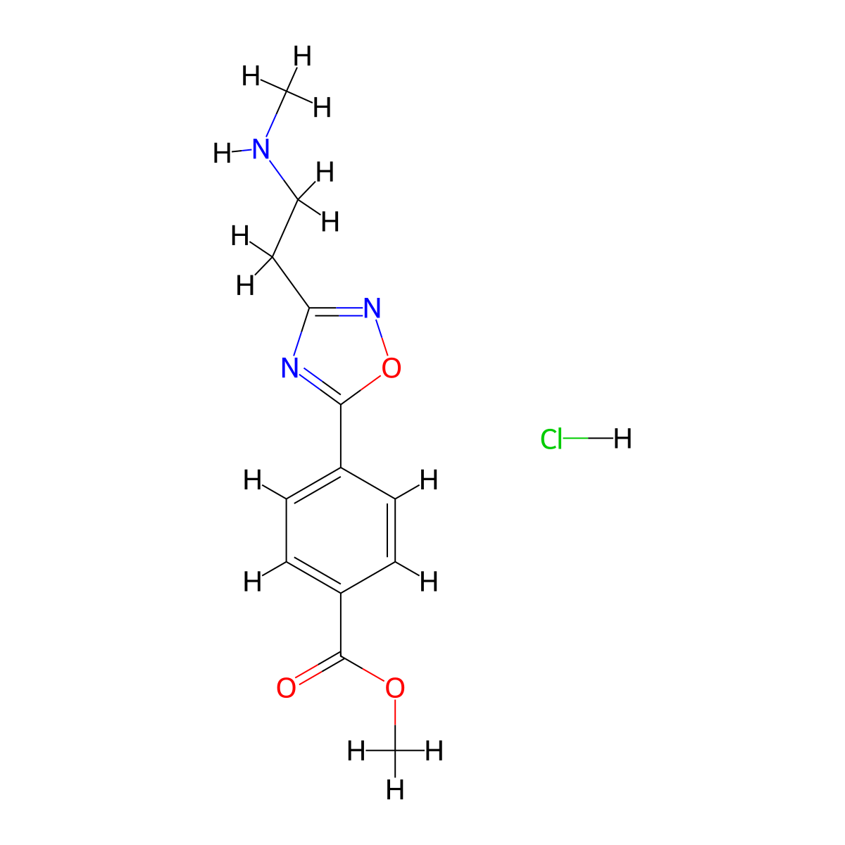 Methyl 4-{3-[2-(methylamino)ethyl]-1,2,4-oxadiazol-5-yl}benzoate hydrochloride molecular structure, CAS 1185302-83-3