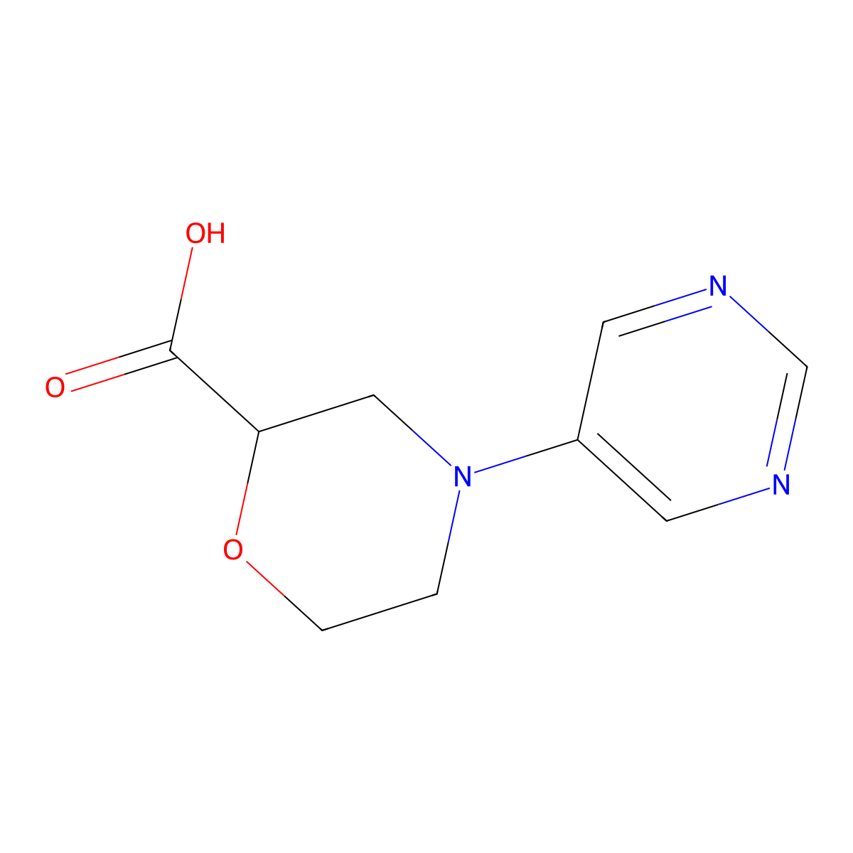 4-(Pyrimidin-5-yl)morpholine-2-carboxylic acid molecular structure, CAS 1185302-97-9
