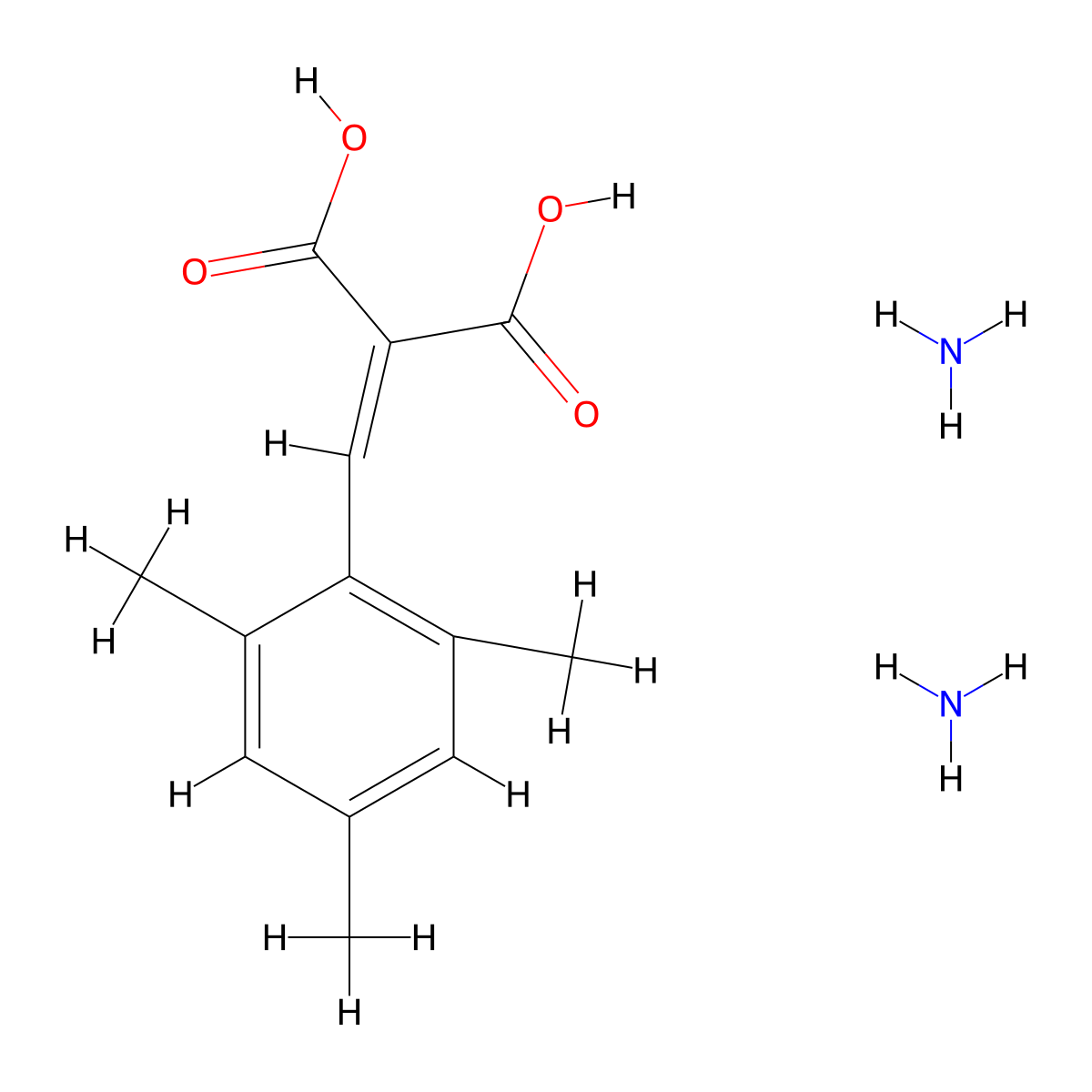 (Mesitylmethylene)malonic acid diammoniate molecular structure, CAS 1185303-00-7