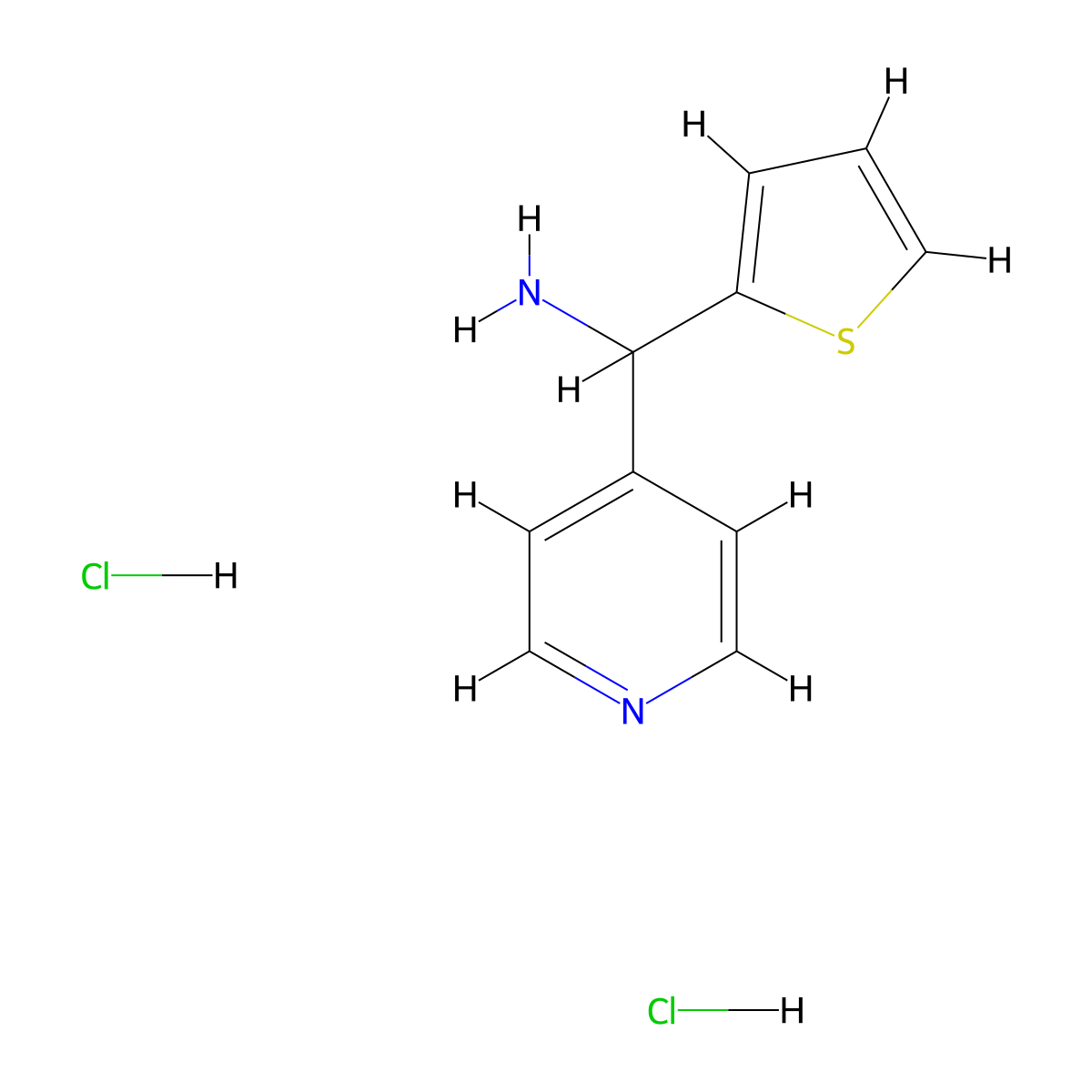 Pyridin-4-yl(thiophen-2-yl)methanamine dihydrochloride molecular structure, CAS 1185303-14-3