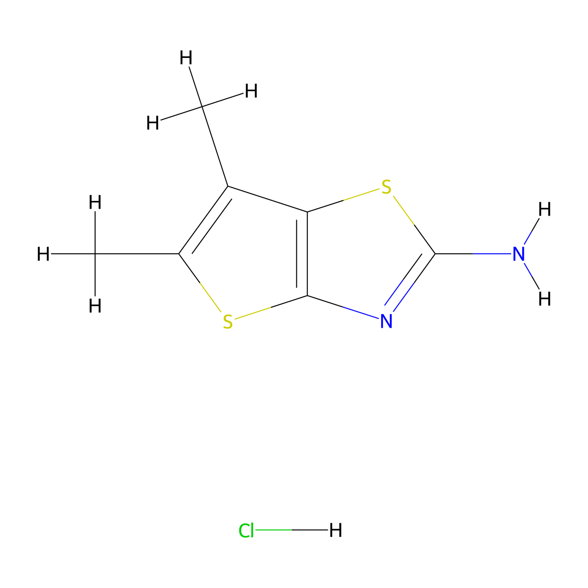 5,6-Dimethyl-thieno[2,3-d]thiazol-2-ylamine hydrochloride molecular structure, CAS 1185303-27-8