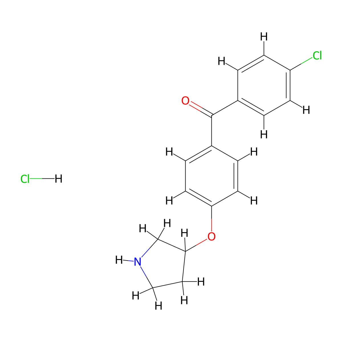 (4-Chlorophenyl)[4-(3-pyrrolidinyloxy)phenyl]-methanone hydrochloride molecular structure, CAS 1185303-52-9