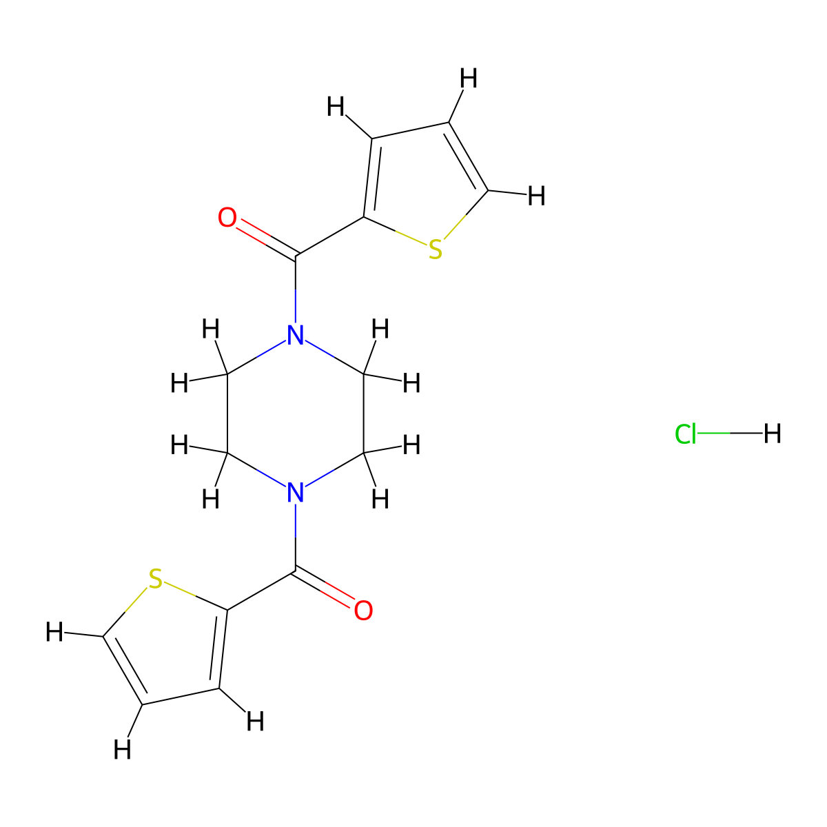 [4-(Thiophene-2-carbonyl)-piperazin-1-yl]-thiophen-2-yl-methanone hydrochloride molecular structure, CAS 1185303-53-0