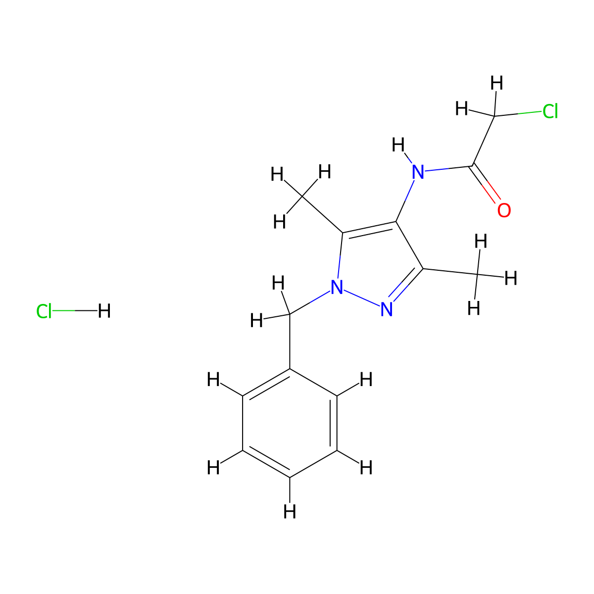 N-(1-Benzyl-3,5-dimethyl-1H-pyrazol-4-YL)-2-chloro-acetamide hydrochloride molecular structure, CAS 1185303-58-5