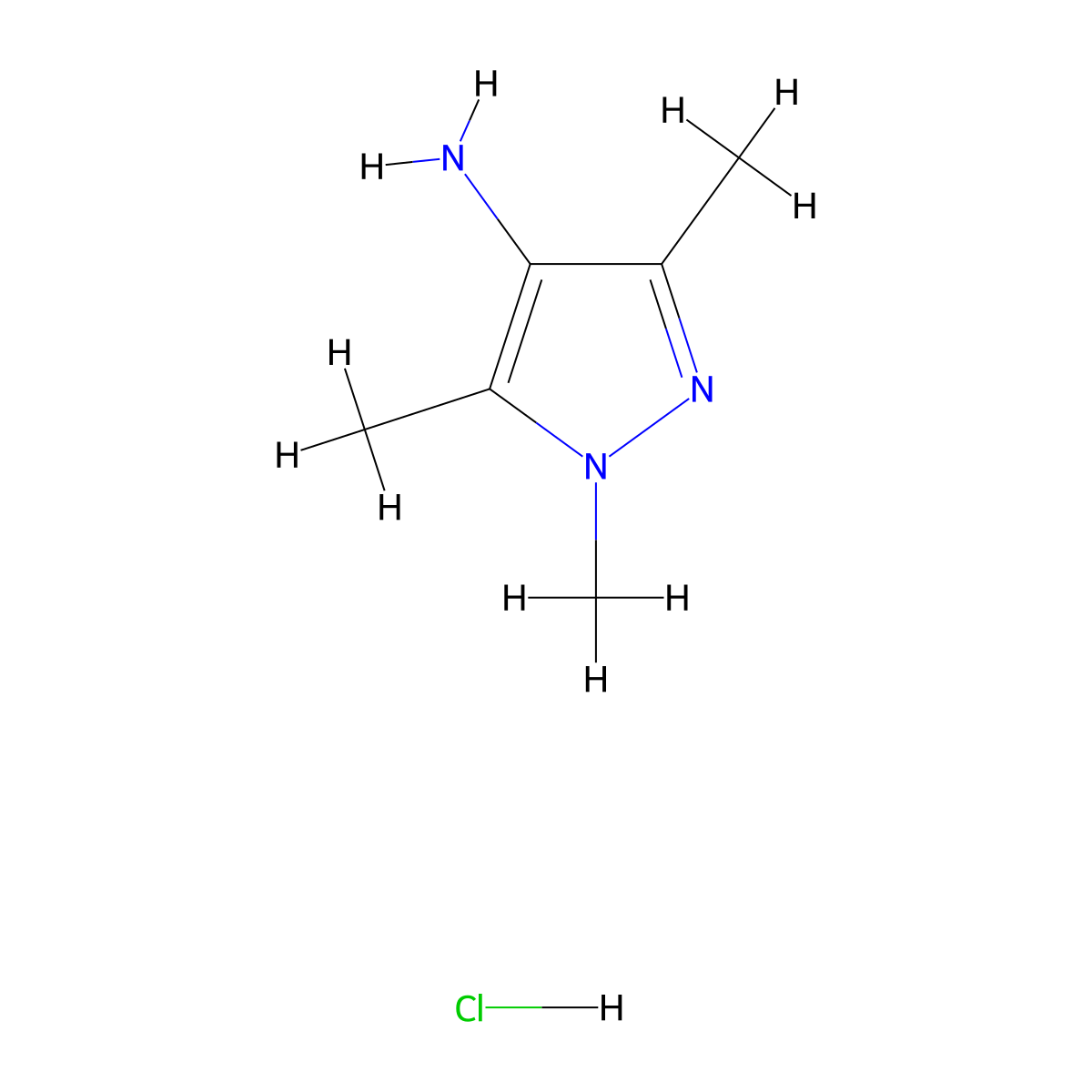 4-Amino-1,3,5-trimethylpyrazole hydrochloride molecular structure, CAS 1185303-62-1