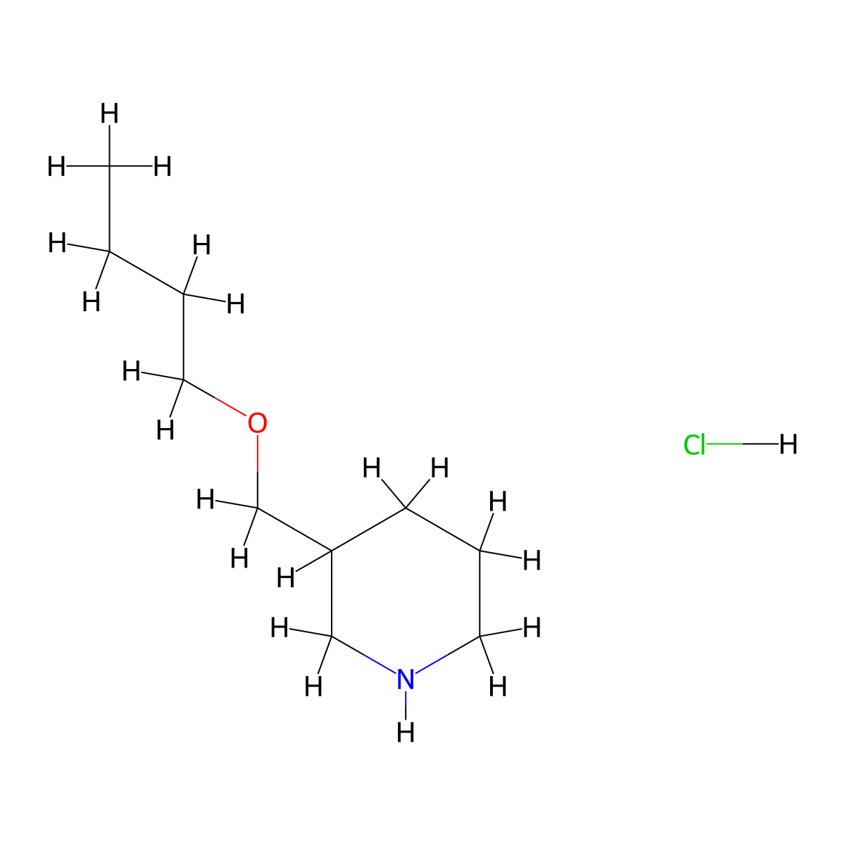 3-(Butoxymethyl)piperidine hydrochloride molecular structure, CAS 1185303-66-5