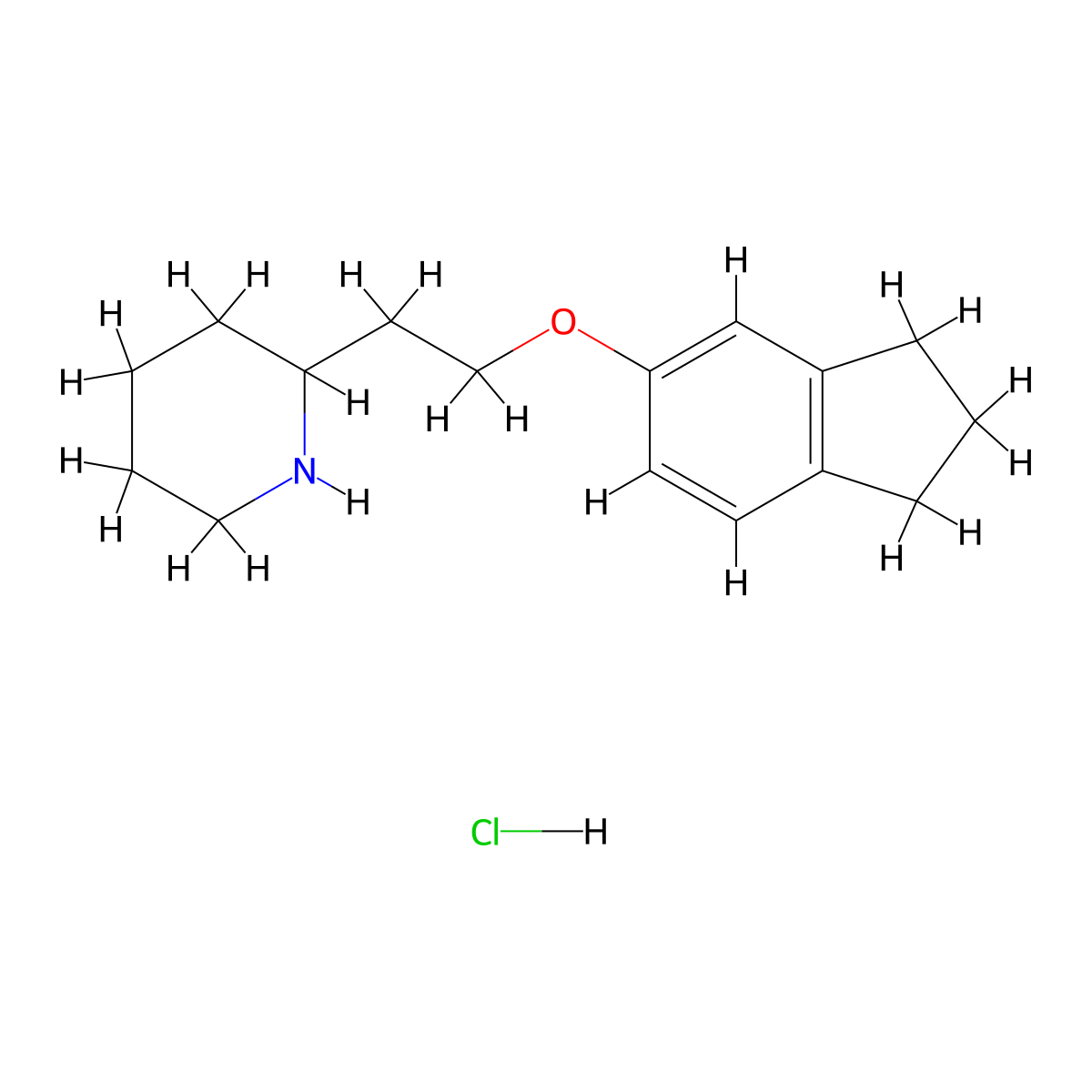 2-[2-(2,3-Dihydro-1H-inden-5-yloxy)ethyl]-piperidine hydrochloride molecular structure, CAS 1185303-73-4