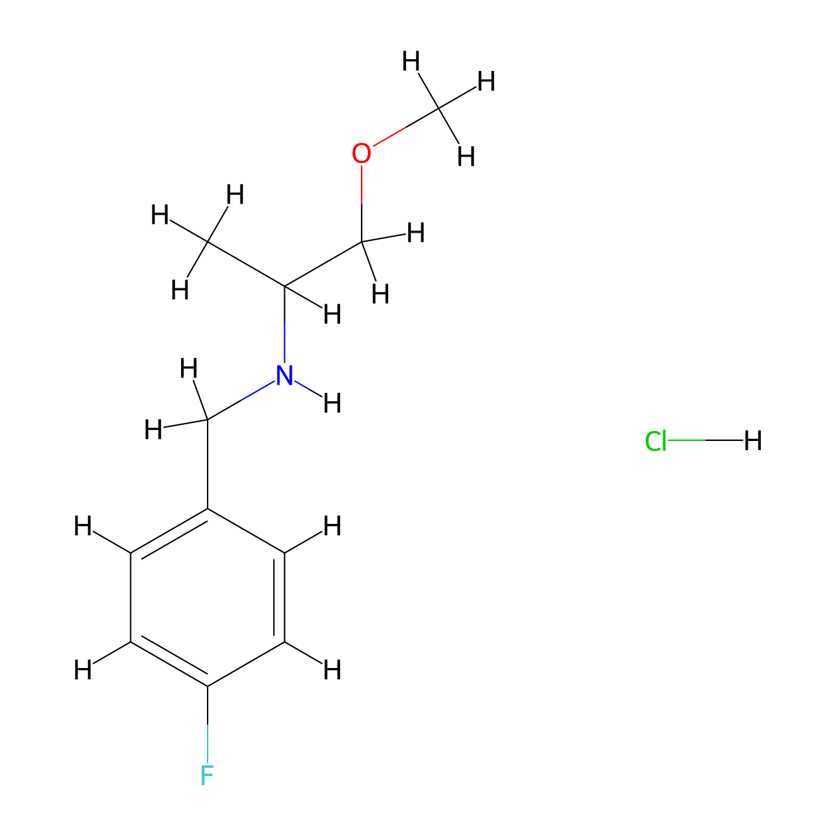 N-(4-Fluorobenzyl)-1-methoxy-2-propanamine hydrochloride molecular structure, CAS 1185303-75-6