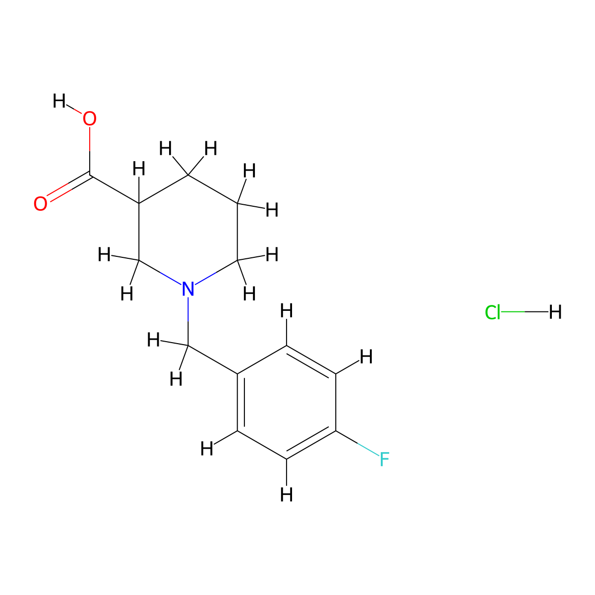 1-(4-Fluorobenzyl)piperidine-3-carboxylic acid hydrochloride molecular structure, CAS 1185303-78-9